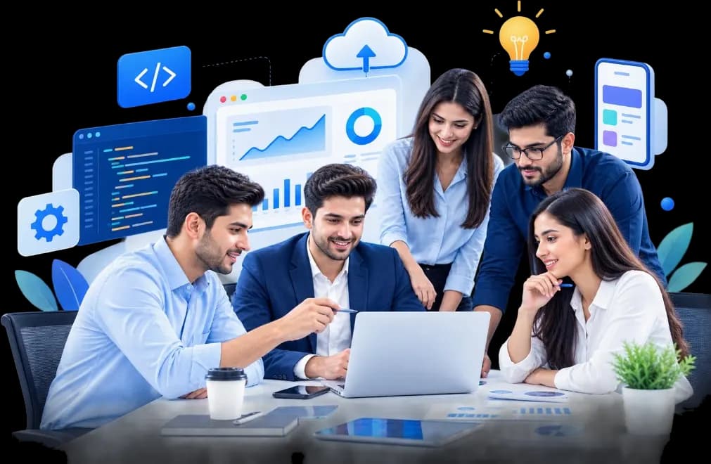 Kiash Infotech team collaborating on digital products, analytics and cloud solutions